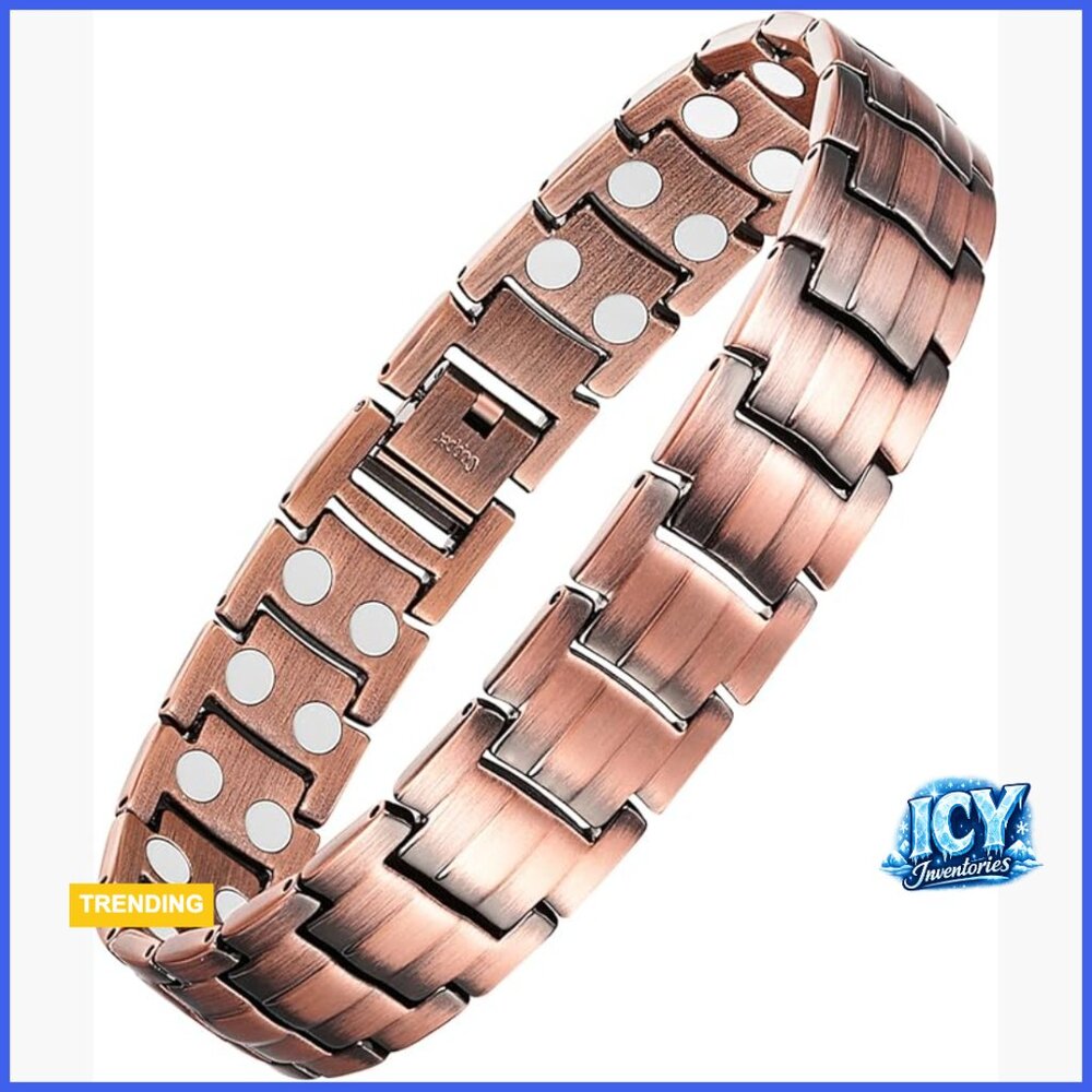 Solid Copper Magnetic Bracelet With Double-Row St… - image 1